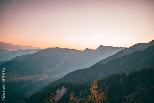 sunset in the mountains Zillertal