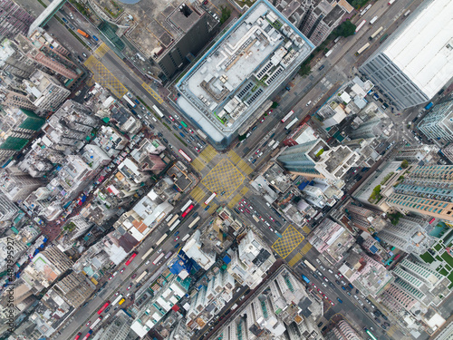 Top down view of Hong Kong city © leungchopan
