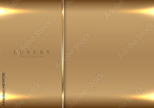 Abstract elegant 3D golden line and shiny gold metallic background
