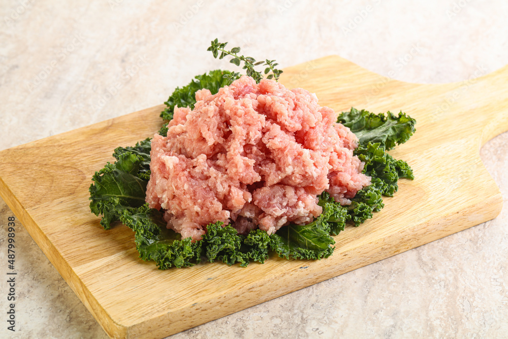 Raw pork minced meat for cooking