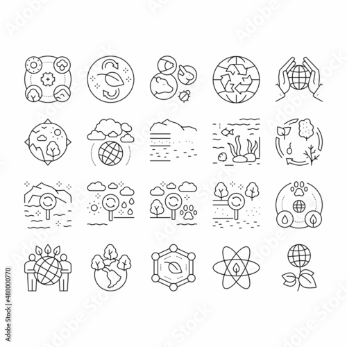 Ecosystem Environment Collection Icons Set Vector .