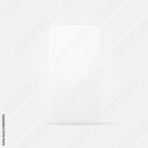 Blank phone window. Frame of glass smartphone vector clay mockup.