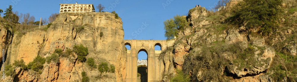View at the old bridge of Ronda on Andalusia, Spain