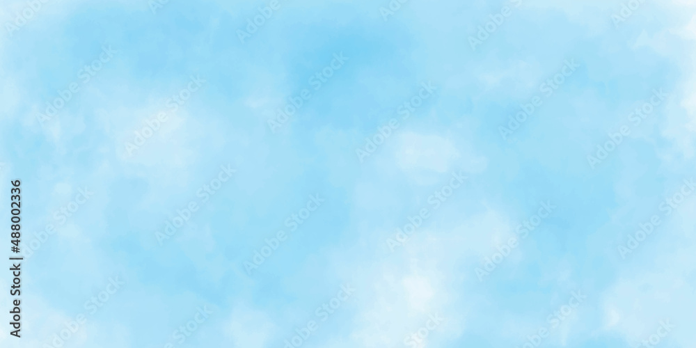 abstract watercolor painting blue sky overcast above the cloud in horizontal view beautiful cloudscape for background