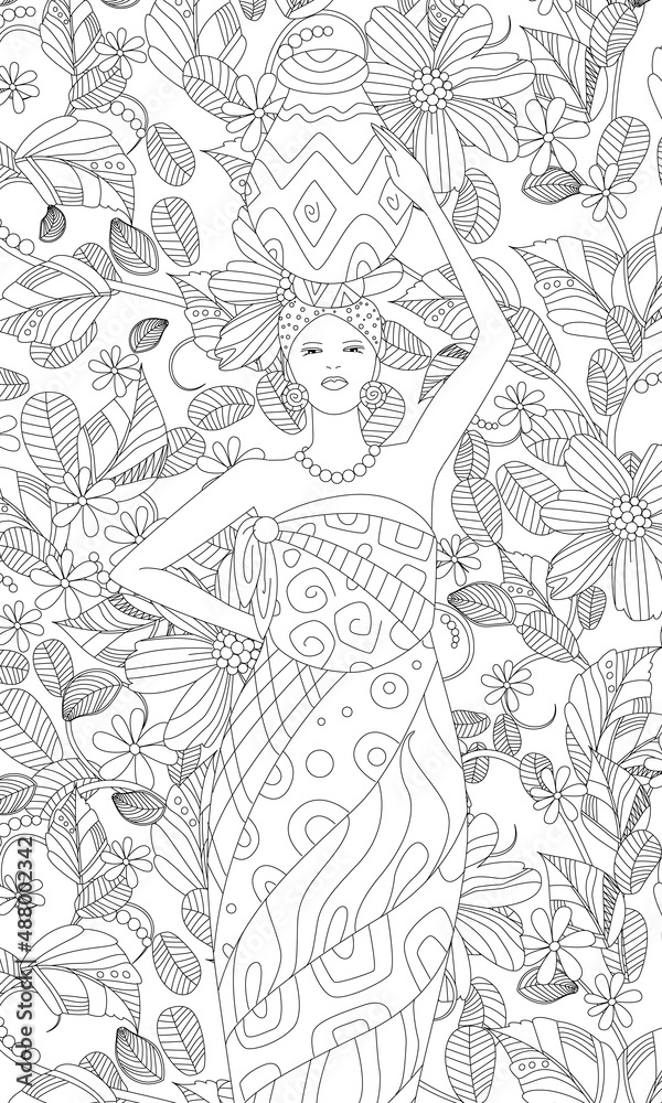 pretty african girl in ethnic dress holding vase on her head sta pretty african girl in ethnic dress holding vase on her head sta