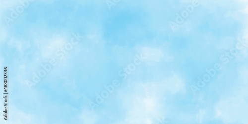 abstract watercolor painting blue sky overcast above the cloud in horizontal view beautiful cloudscape for background