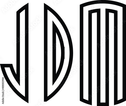 Title: JDM Letter logo design with a circular shape vector in illustration.