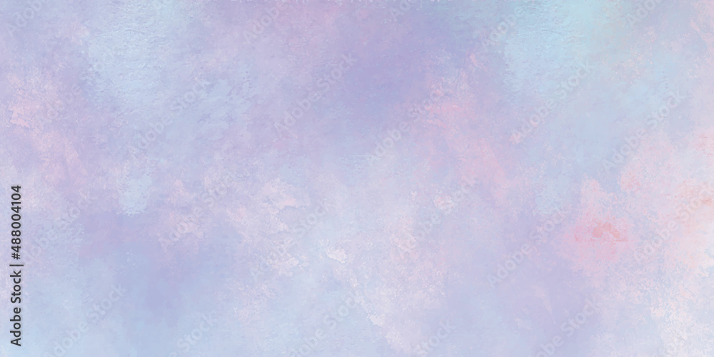 Watercolor paper background. Abstract Painted Illustration. Abstract fantasy light blue, pink and purple shades watercolor aquarelle painted background on white paper texture.
