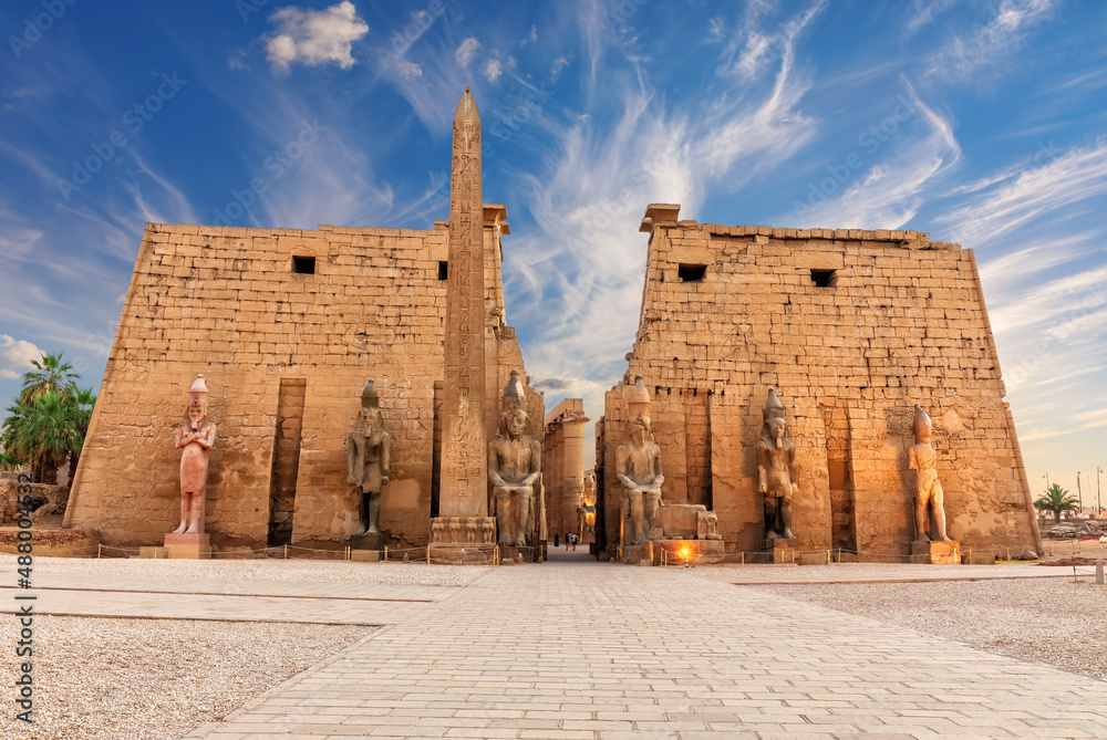 World famous Luxor Temple, view of the main entrance, Egypt