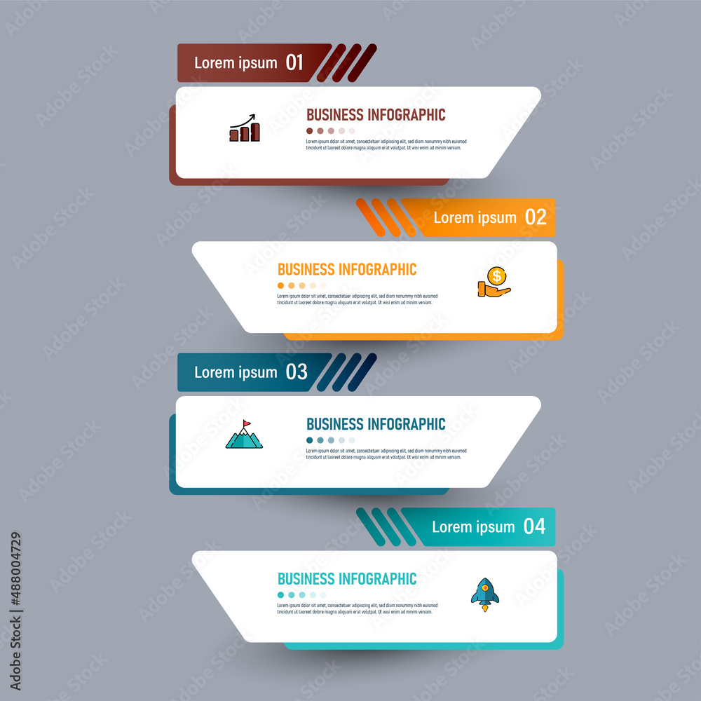 Four steps Infographics banner design template.