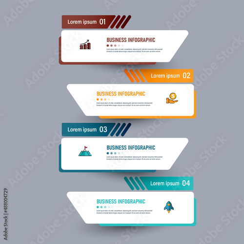 Four steps Infographics banner design template.