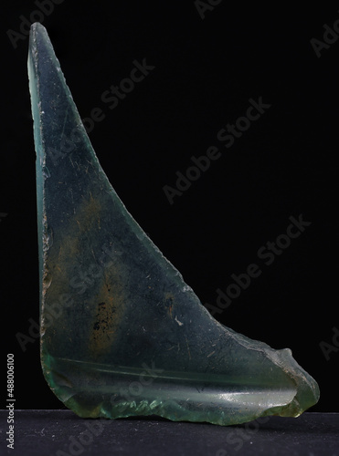 High resolution broken glass shard - macro, alpha black background