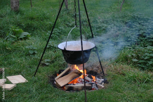 Cooking pot outside 