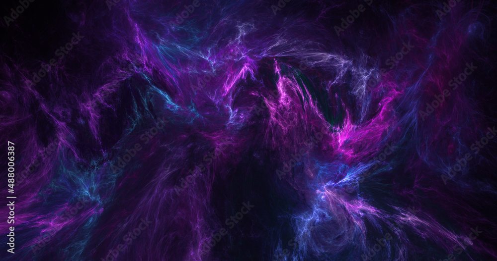 Abstract blue and pink fantastic clouds. Colorful fractal background. Digital art. 3d rendering.