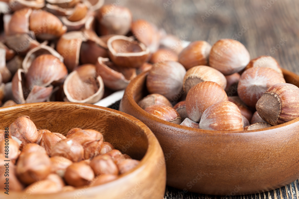 Fototapeta premium hazelnuts peeled from the shell