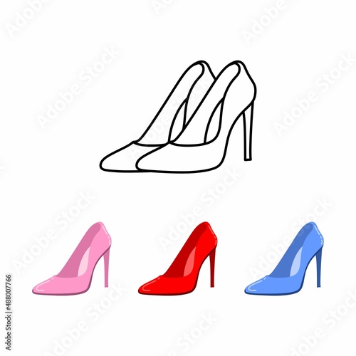 woman shoes. High heels icon set vector illustration