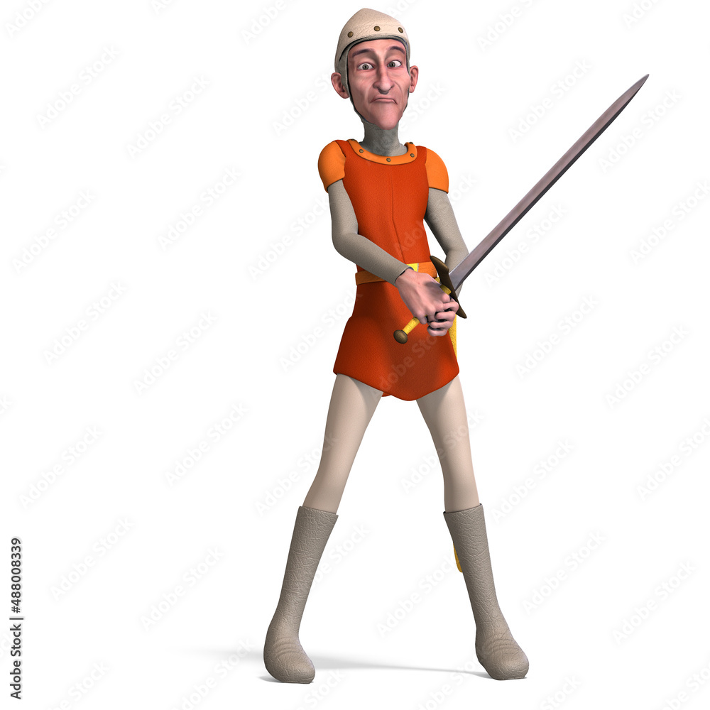 3D-illustration of a cute and funny cartoon knight 3D-illustration of a cute and funny cartoon knight