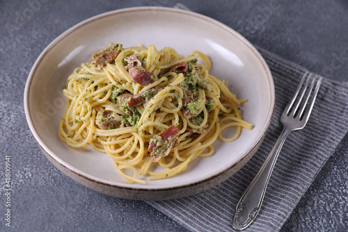 Gluter Free Spaghetti with Broccoli and Bacon photo