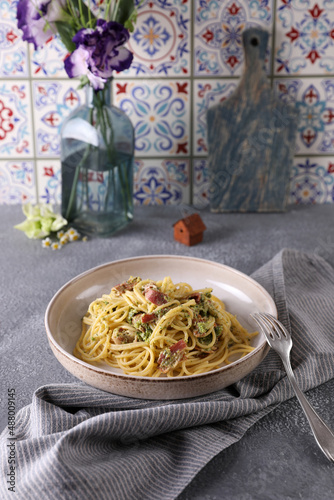 Gluter Free Spaghetti with Broccoli and Bacon photo