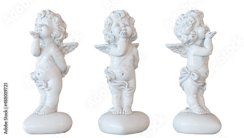 Cupid on isolated white background. Decorative sculpture.