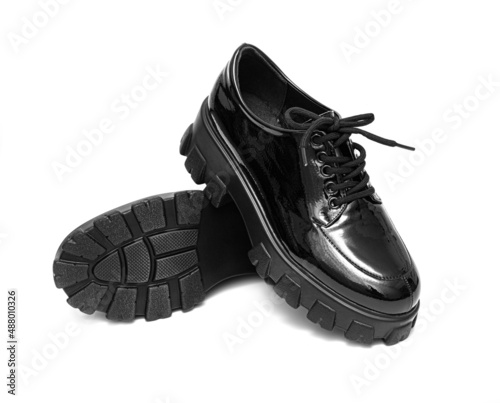 Women's black patent .leather shoes