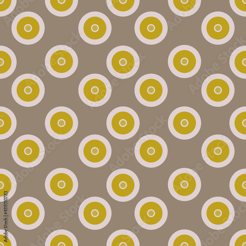 Seamless geometric pattern with multicolored circles on brown background Vector