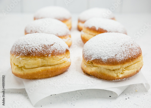 german krapfen donuts with icing sugar