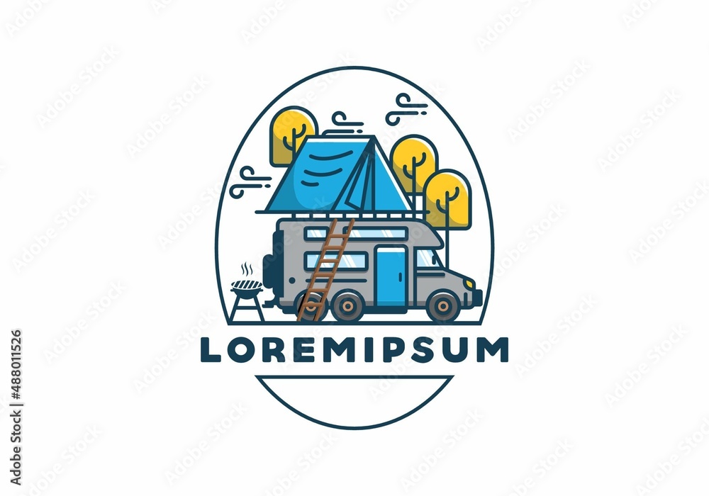 Rooftop car camping flat illustration Rooftop car camping flat illustration