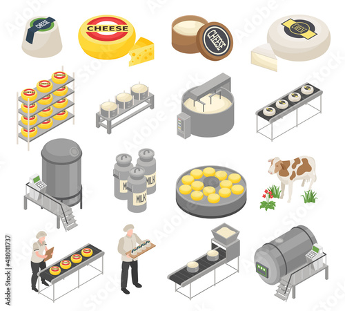 Cheese Production Icons Collection