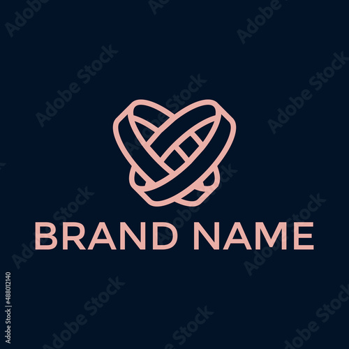 Luxury Jewelry love shaped wedding ring logo design vector template