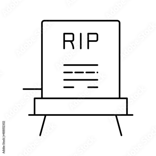 rip gravestone line icon vector isolated illustration