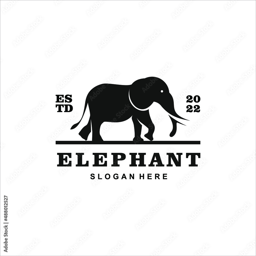 Animal Logo Design Simple Elephant Silhouette Emblem
