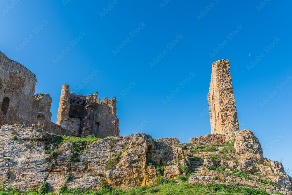 View of Mazzarino Medieval Castle, Caltanissetta, Sicily, Italy, Europe