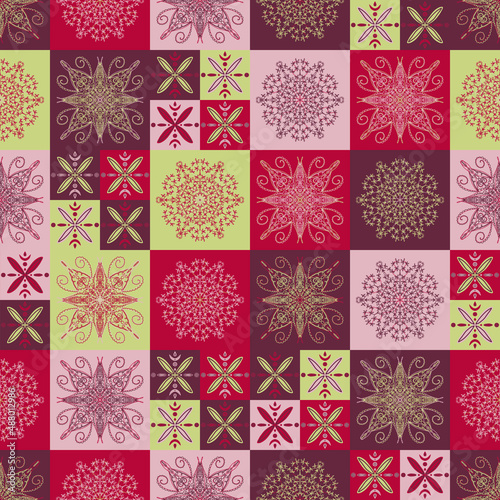 ceramic tiles in patchwork style vector seamless pattern ethnic backgrounds