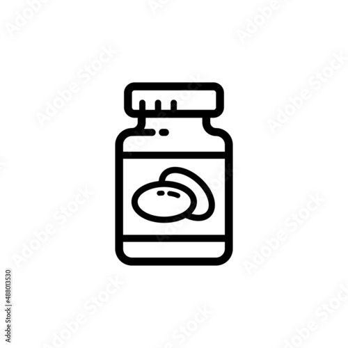 Vitamin capsule, pill template, outline icon