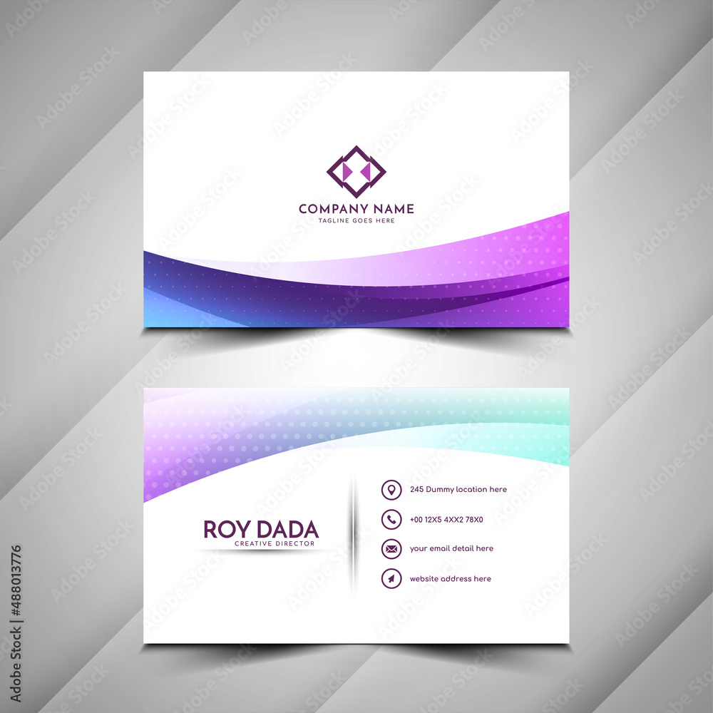 Naklejka premium Modern colorful wave style business card template