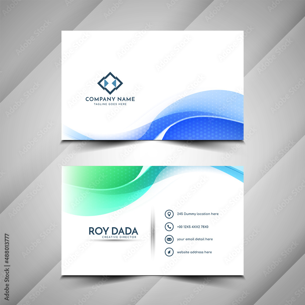 Fototapeta premium Modern colorful wave style business card template