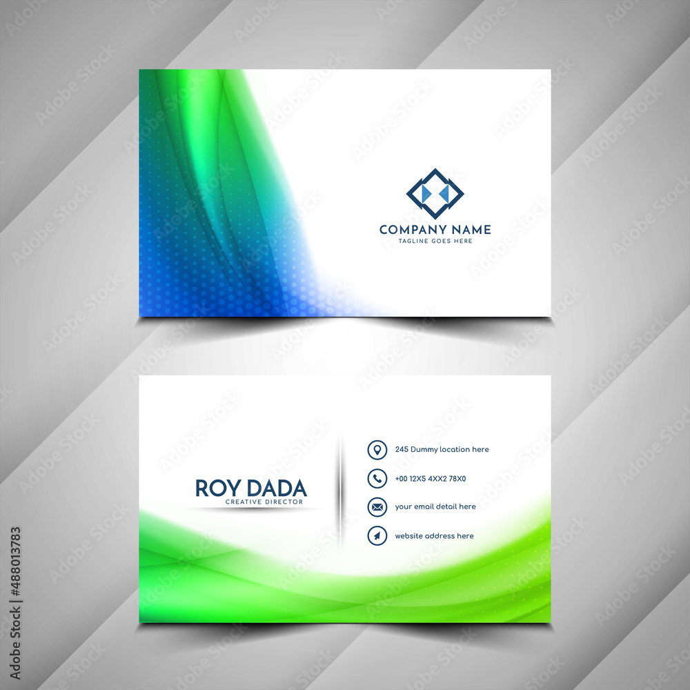 Fototapeta premium Modern colorful wave style business card template