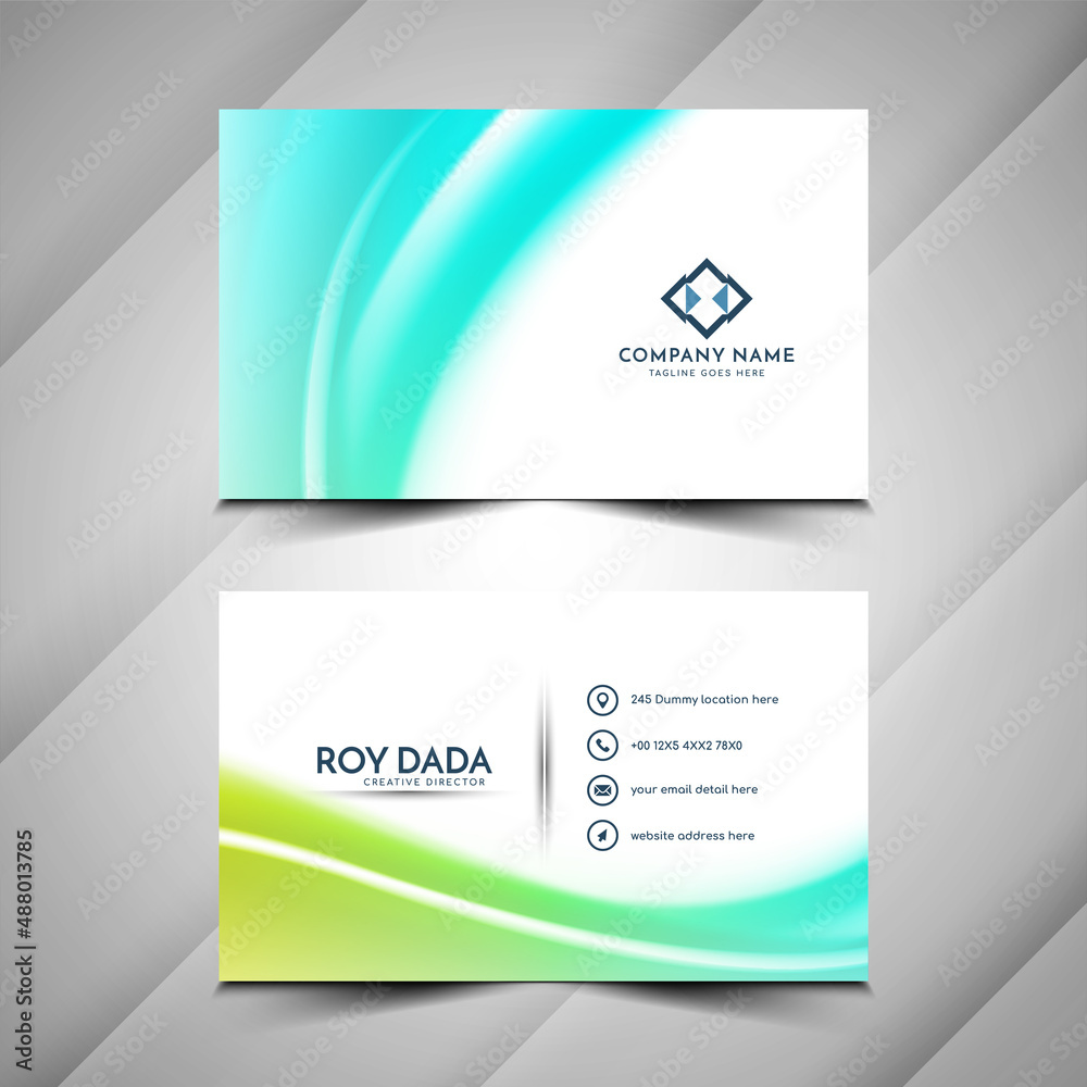 Fototapeta premium Modern colorful wave style business card template