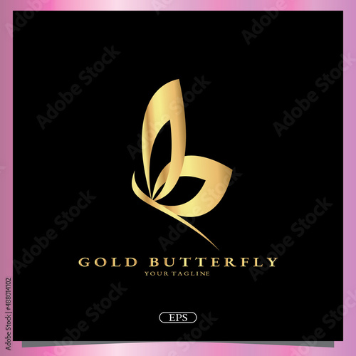 gold butterfly logo premium elegant template vector eps 10
