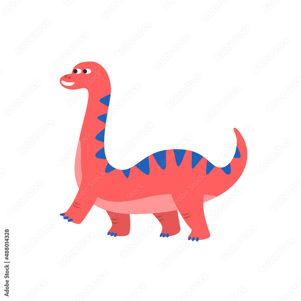 Fototapeta premium Cute cartoon dinosaur on white background.