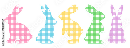 Easter Bunny silhouette buffalo plaid vector illustration
