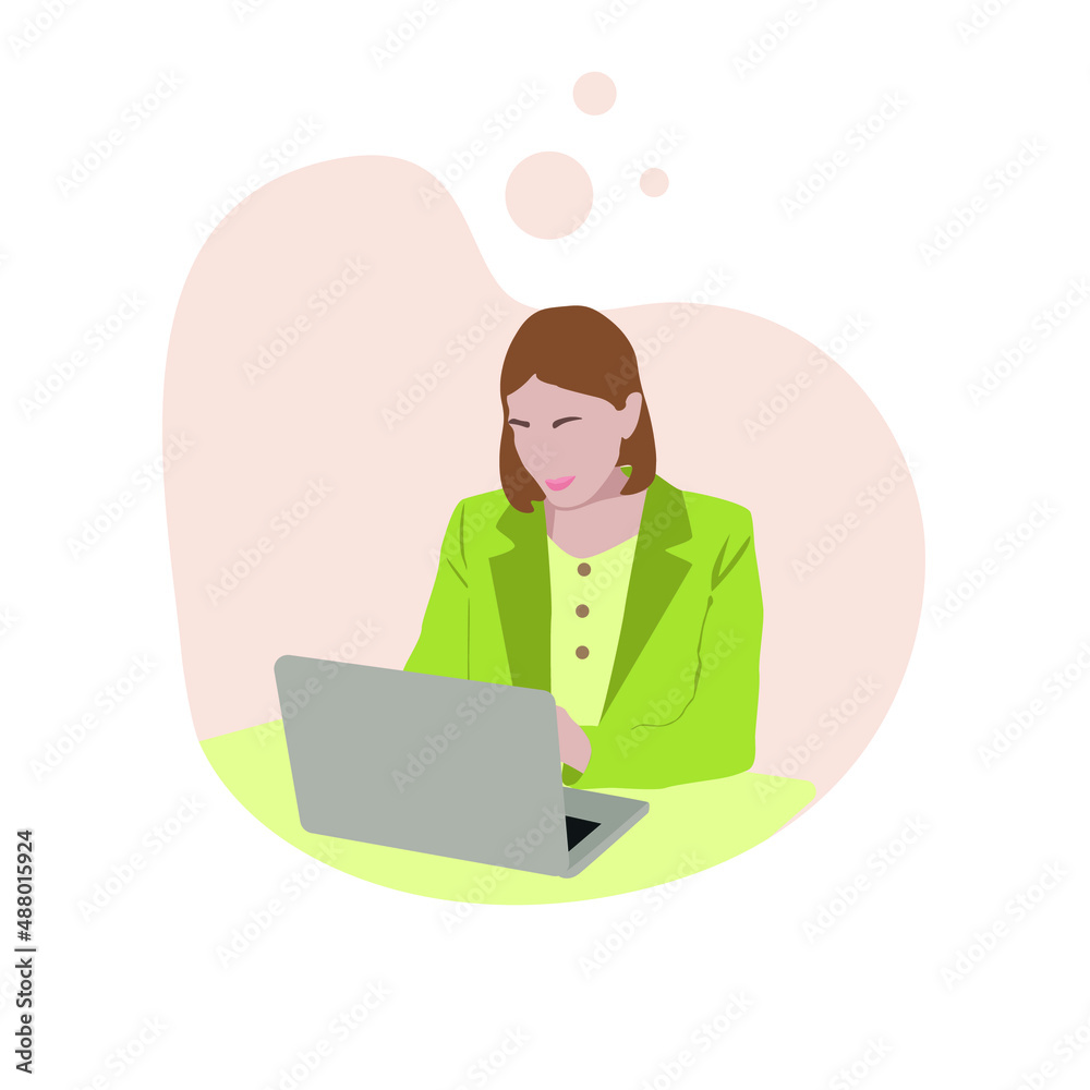 Young modern woman at work. Vector illustration. Young modern woman at work. Vector illustration.