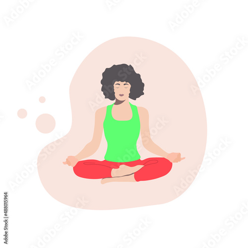 Young modern woman doing yoga. Yoga time. Vector illustration.