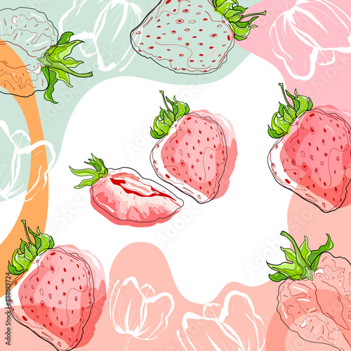 Abstract background with Strawberry.Abstract Vector background.Strawberry Banner