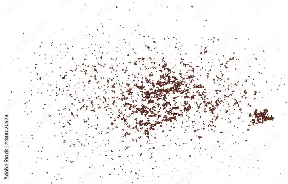 Coffee powder pile isolated on white, top view Coffee powder pile isolated on white, top view