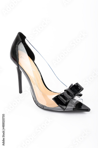 beautiful women's shoes on a plain background