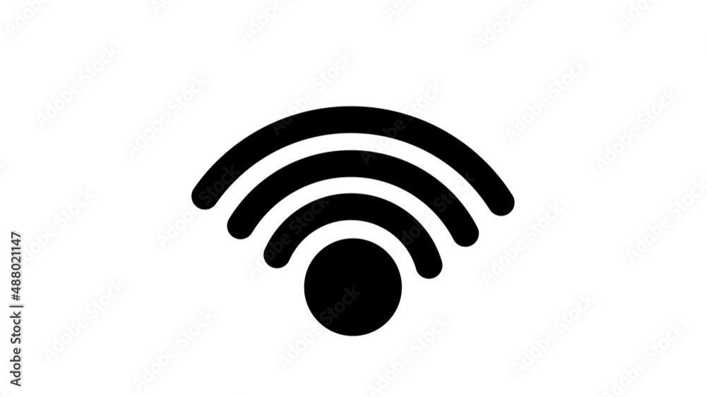 Wifi sign animation seamless loops. icon connection to the wifi point with a variable sign level, wireless network icon, wifi symbol. Wifi sign in progressive animation on white background Wifi sign animation seamless loops. icon connection to the wifi point with a variable sign level, wireless network icon, wifi symbol. Wifi sign in progressive animation on white background