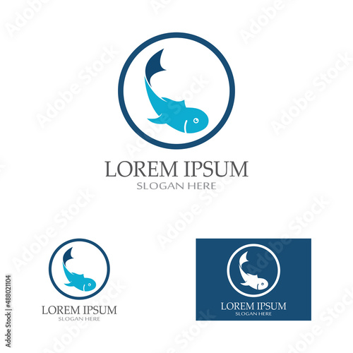 Fish logo, fishinghook, fish oil and seafood restaurant icon. With vector icon concept design illustration template