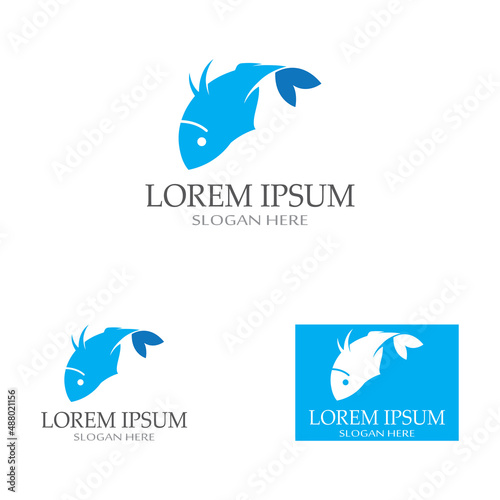 Fish logo, fishinghook, fish oil and seafood restaurant icon. With vector icon concept design illustration template